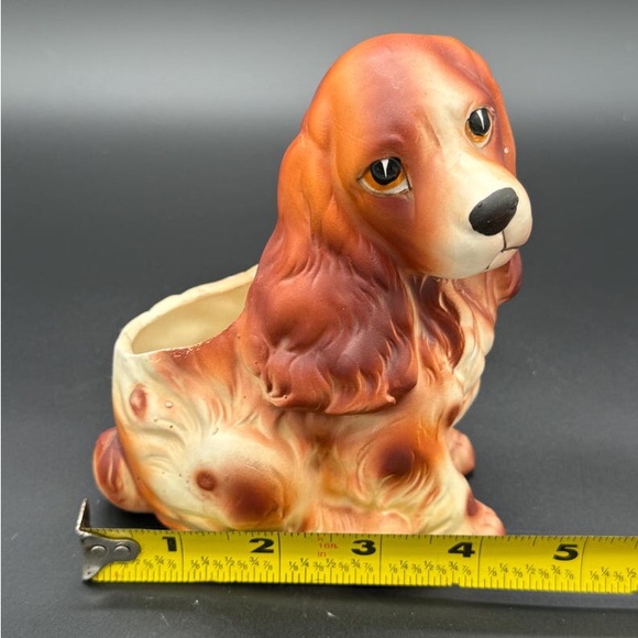 Ceramic Dog Planter - Brown and Cream Planter - Picture 3 of 4